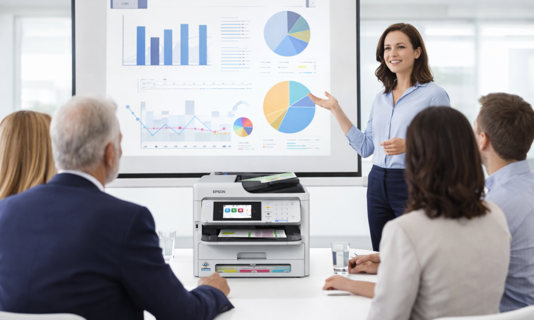 Üzleti prezentáció modern konferenciateremben